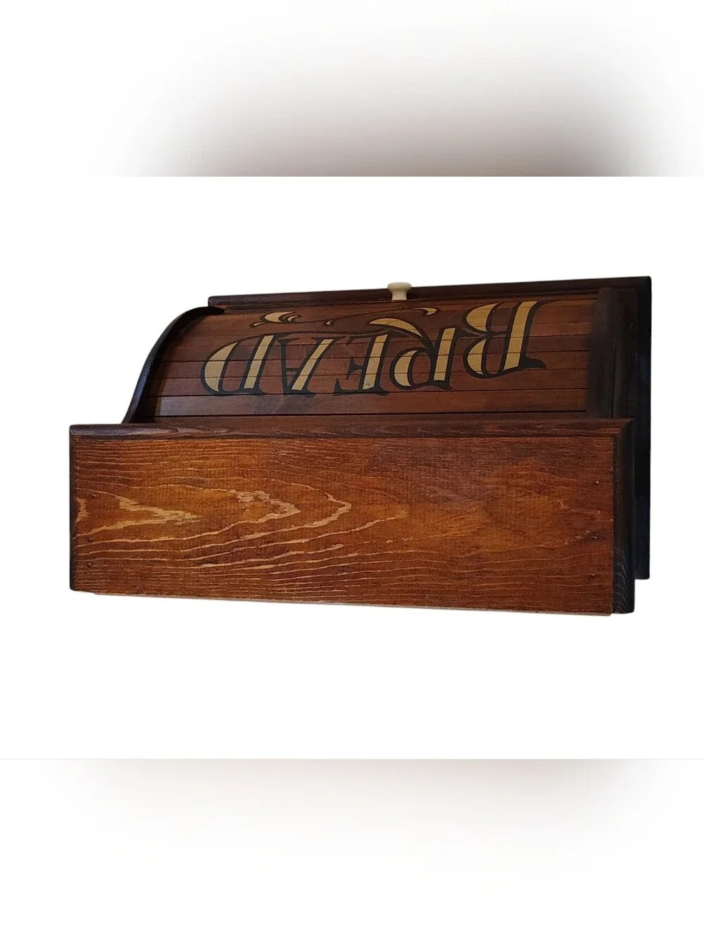 Vintage Grandmacore Retro 80's Wooden Roll-Top Bread Box